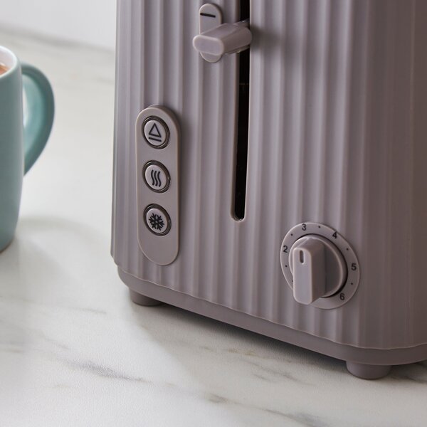 Textured Ribbed Plastic 2-Slice Toaster