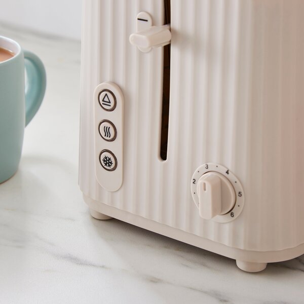 Textured Ribbed Plastic 2-Slice Toaster