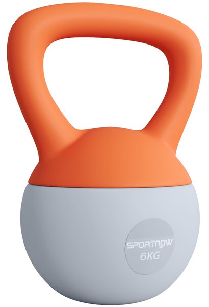 SPORTNOW Soft Kettlebell, 6kg Kettle Bell with Non-Slip Handle for Home Gym Weight Lifting and Strength Training, Orange and Grey