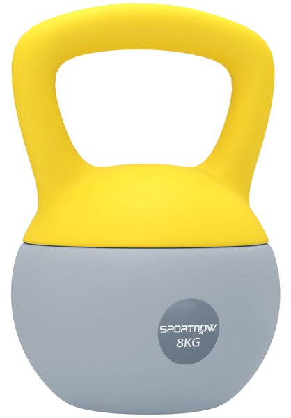 SPORTNOW Soft Kettlebell, 8kg Kettle Bell with Non-Slip Handle for Home Gym Weight Lifting and Strength Training, Yellow and Grey