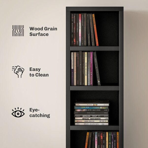 HOMCOM 204 CD Tall Narrow Media Storage Tower - Black Aosom UK