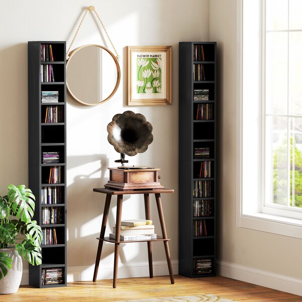 HOMCOM 204 CD Tall Narrow Media Storage Tower - Black Aosom UK
