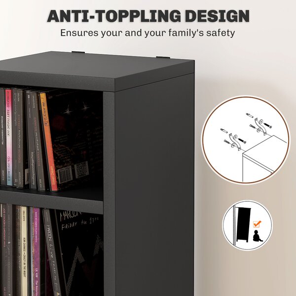 HOMCOM 204 CD Tall Narrow Media Storage Tower - Black Aosom UK