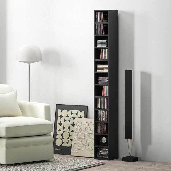 HOMCOM 204 CD Tall Narrow Media Storage Tower - Black Aosom UK