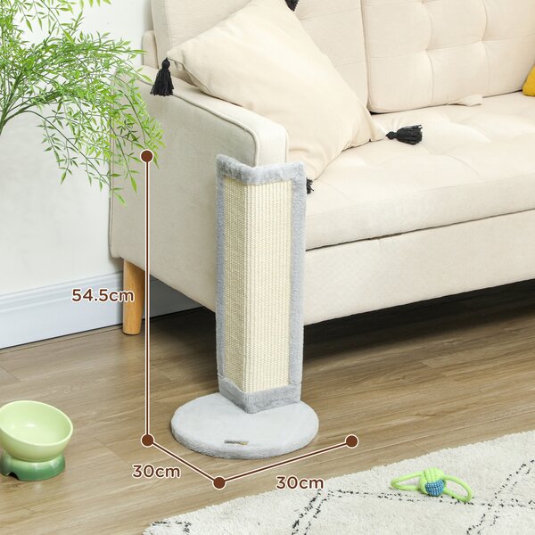 PawHut 56cm Corner Cat Scratching Post with Sisal Scratching Pad, Grey Aosom UK