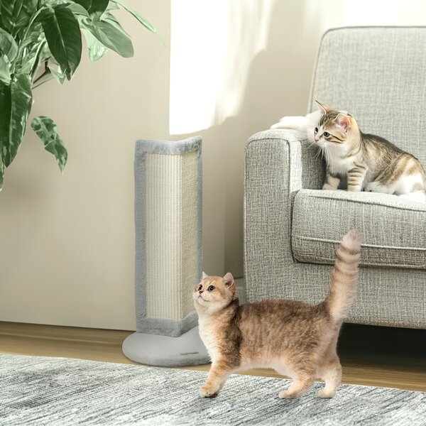 PawHut 56cm Corner Cat Scratching Post with Sisal Scratching Pad, Grey Aosom UK