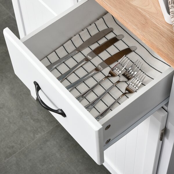 HOMCOM Modern Organising Kitchen Cupboard, Wooden Storage Cabinet w/ 2 Drawers for Living & Dining Room, White Aosom UK