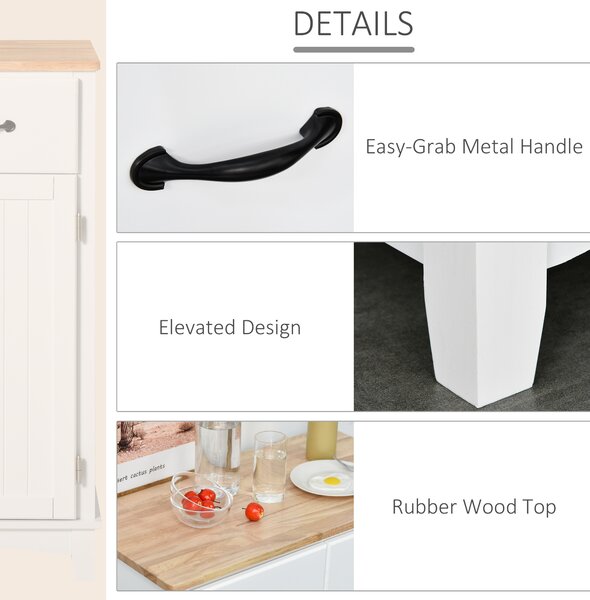 HOMCOM Modern Organising Kitchen Cupboard, Wooden Storage Cabinet w/ 2 Drawers for Living & Dining Room, White Aosom UK