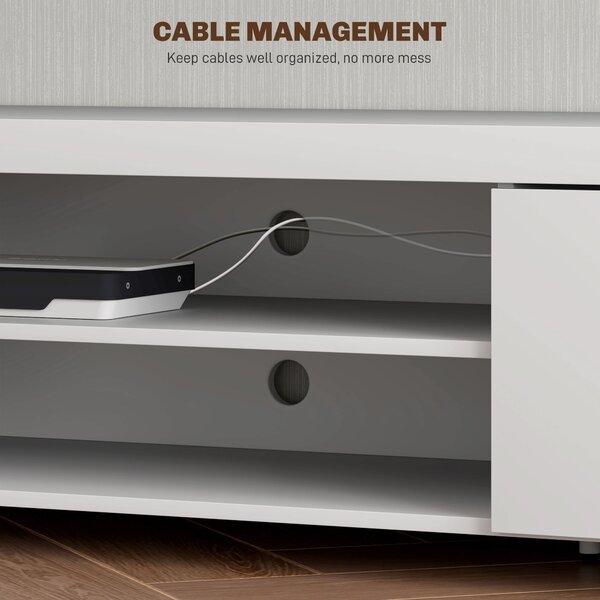 HOMCOM Modern TV unit Cabinet Entertainment Centre for TVs up to 90" w/ Cabinet Shelf for Living room Bedroom White Aosom UK