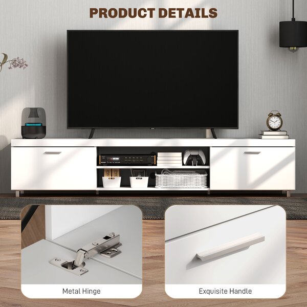 HOMCOM Modern TV unit Cabinet Entertainment Centre for TVs up to 90" w/ Cabinet Shelf for Living room Bedroom White Aosom UK
