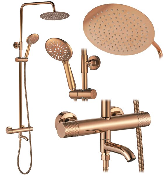 Thermostatic shower system Rea Lungo Diamond Copper