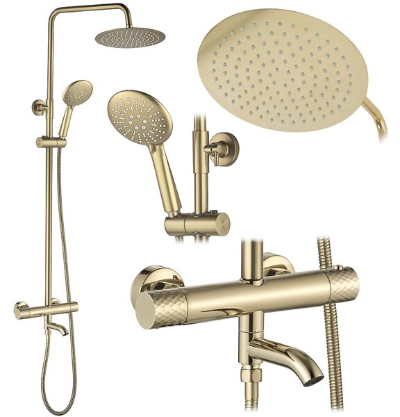 Thermostatic shower system Rea Lungo Diamond Gold