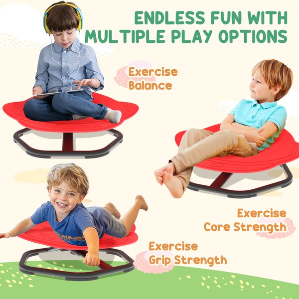 AIYAPLAY Planet-Shaped-kids Swivel Chair, Sensory Spinning Chair for Balance, Coordination Training, Red