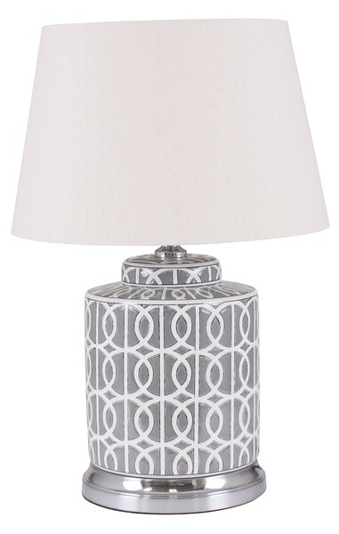 Aris Grey and White Geo Pattern Table Lamp