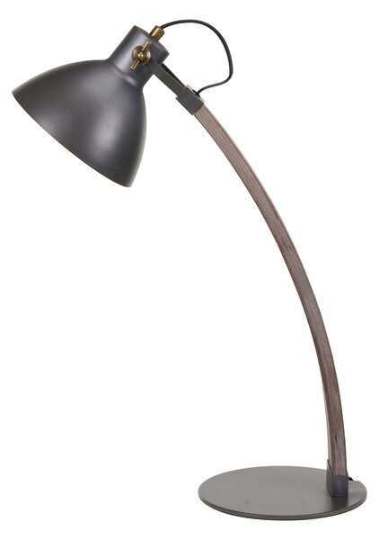 Topsham Wood and Grey Metal Curved Table Task Lamp