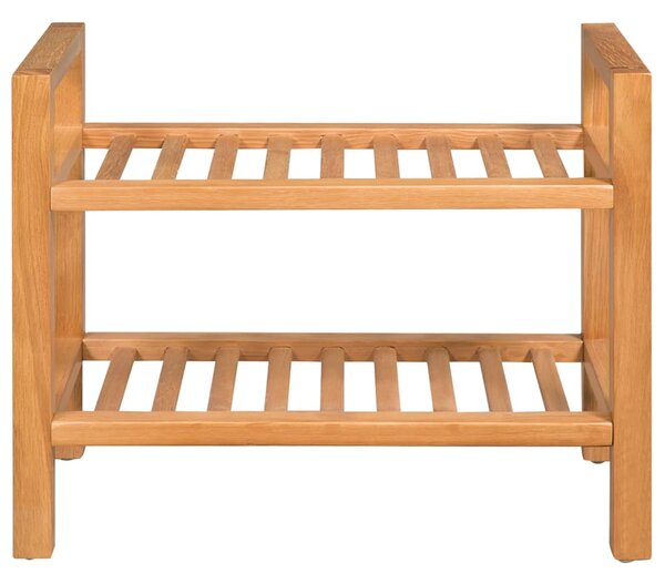 Shoe Rack with 2 Shelves 50x27x40 cm Solid Oak Wood