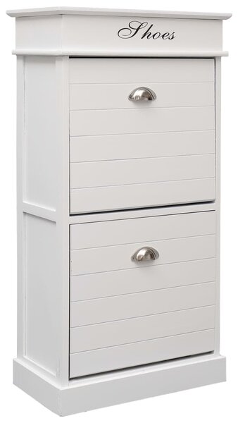 Shoe Cabinet White 50x28x98 cm Paulownia Wood