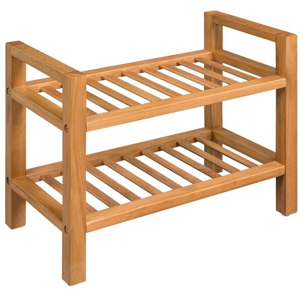 Shoe Rack with 2 Shelves 50x27x40 cm Solid Oak Wood