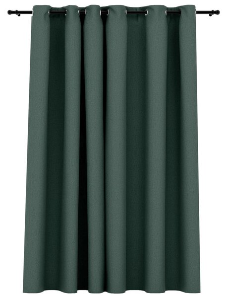 Linen-Look Blackout Curtains with Grommets Green 290x245cm