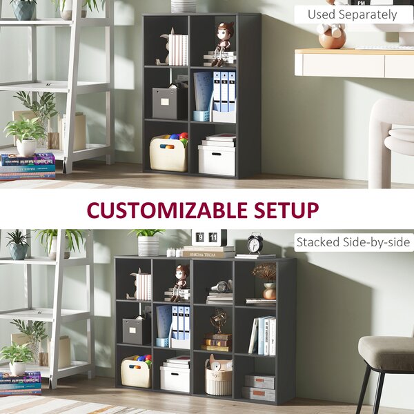 HOMCOM 6-Cube Bookshelf - Black