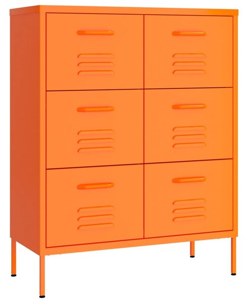 Drawer Cabinet Orange 80x35x101.5 cm Steel