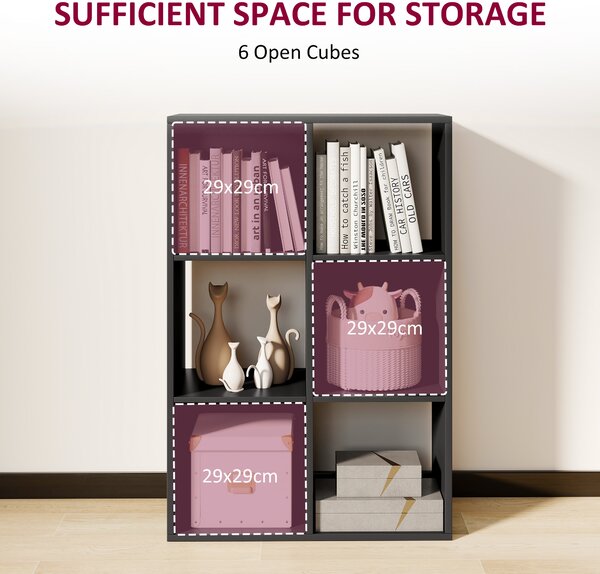 HOMCOM 6-Cube Bookshelf - Black