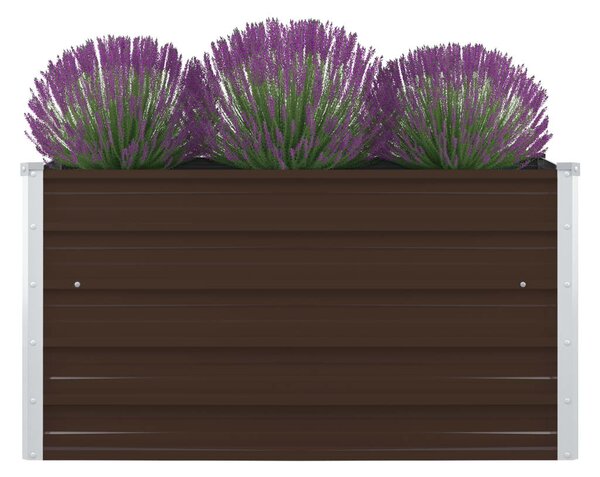 Raised Garden Bed 100x100x45 cm Galvanised Steel Brown