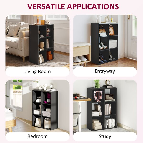 HOMCOM 6-Cube Bookshelf - Black