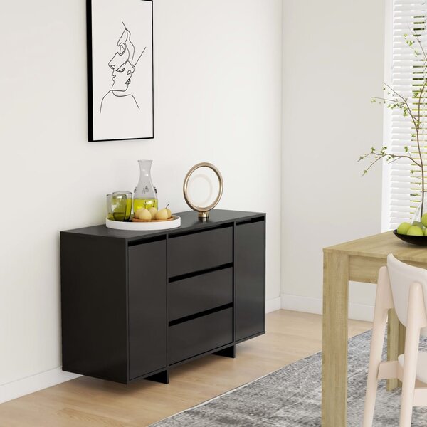 Sideboard with 3 Drawers Black 120x41x75 cm Engineered Wood