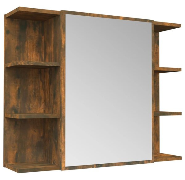 Bathroom Mirror Cabinet Smoked Oak 80x20.5x64 cm Engineered Wood