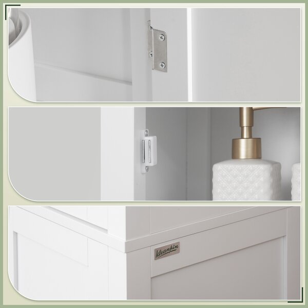 Kleankin Tall Bathroom Storage Unit, Slim Bathroom Cabinet with Adjustable Shelves and Double Door, White