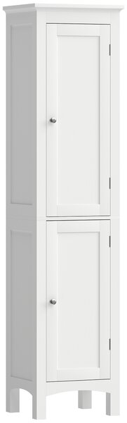 Kleankin Tall Bathroom Storage Unit, Slim Bathroom Cabinet with Adjustable Shelves and Double Door, White
