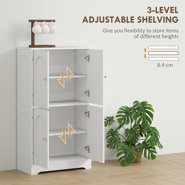 HOMCOM 4-Door Kitchen Storage Cabinet with Adjustable Shelves - White