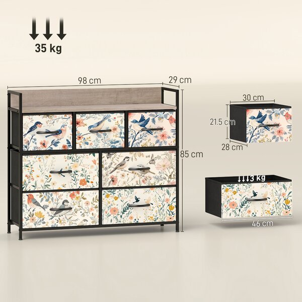 HOMCOM 7-Drawer Chest of Drawers - White