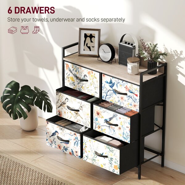 HOMCOM 6-Drawer Chest of Drawers - White