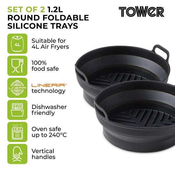 Tower Set of 2 Round Foldable Trays