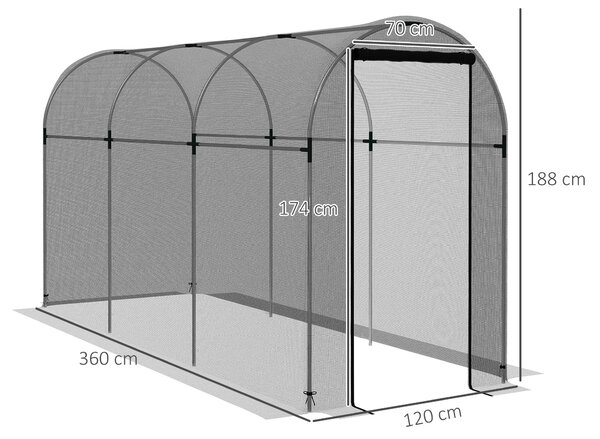 Outsunny 360 x 120cm Mini Polytunnel Greenhouse, Black