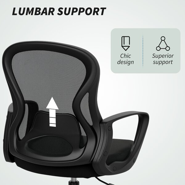 Vinsetto Drafting Chair with Adjustable Footrest, Ergonomic Mesh Office Chair with Lumbar Support, Adjustable Height for Standing Desk, Black