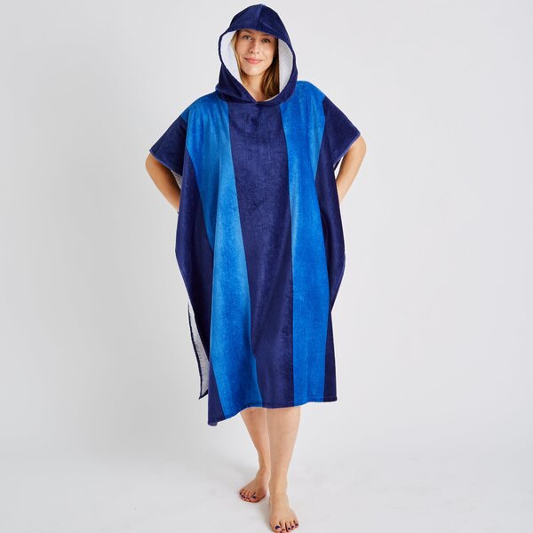 Catherine Lansfield Stripe Hooded Cotton Towel Poncho