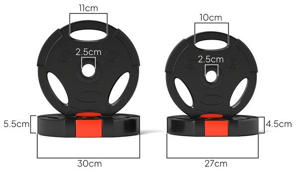 SPORTNOW Olympic Weight Plates Set, with Two 7.5kg and Two 5kg weights, Black