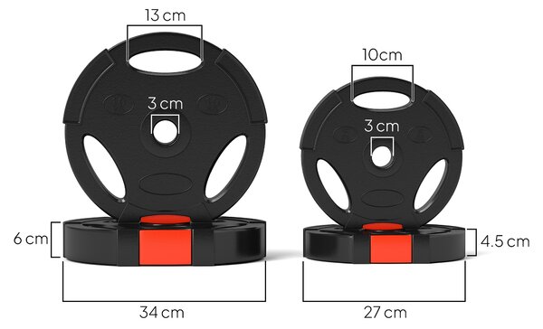 SPORTNOW Olympic Weight Plates Set, with Two 10kg and Two 5kg weights, Black