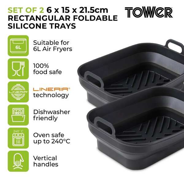 Tower Set of 2 Rectangular Foldable Trays