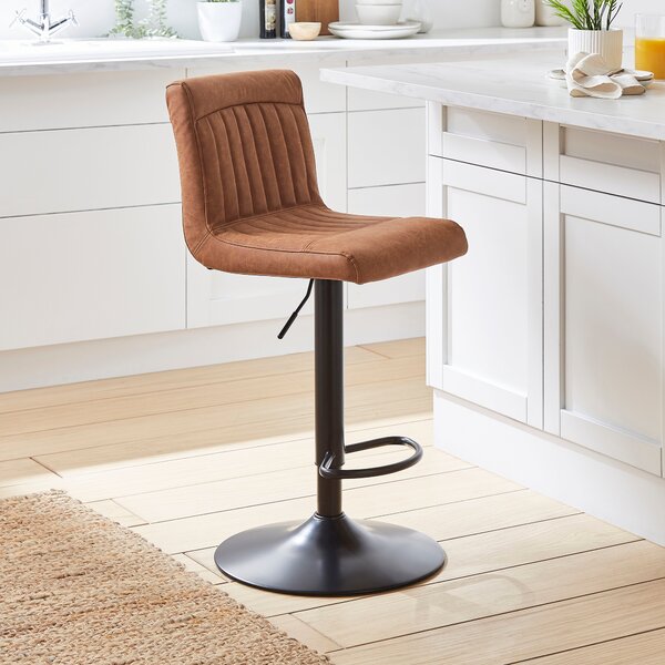 Felix Counter Adjustable Height Swivel Bar Stool, Faux Leather