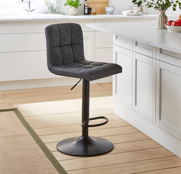 Jasmine Adjustable Height Swivel Bar Stool, Faux Leather