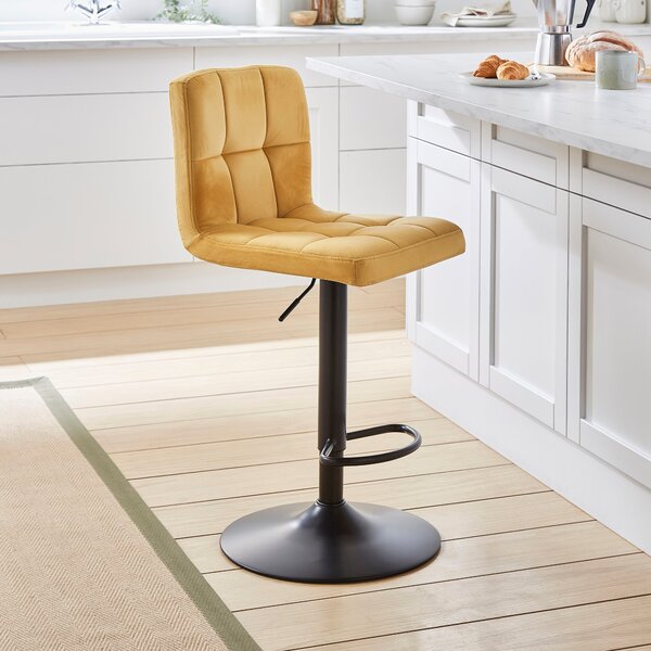 Jasmine Adjustable Height Swivel Bar Stool, Powder Coated Base