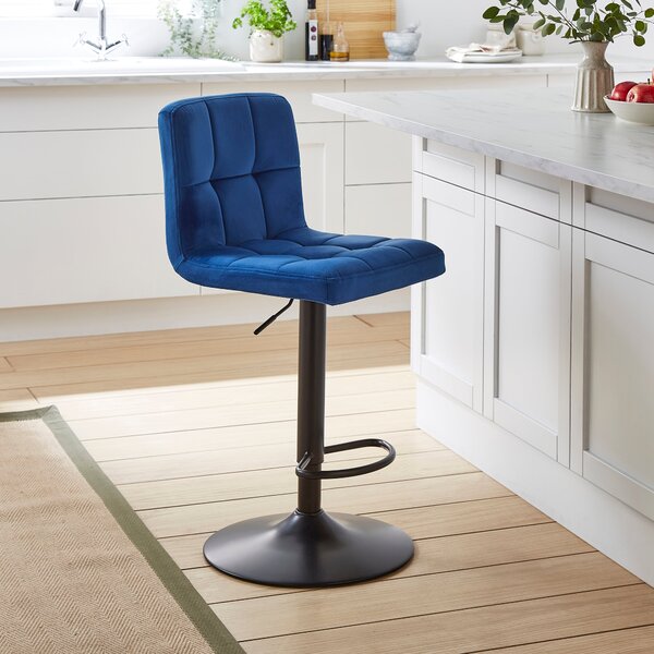 Jasmine Adjustable Height Swivel Bar Stool, Powder Coated Base