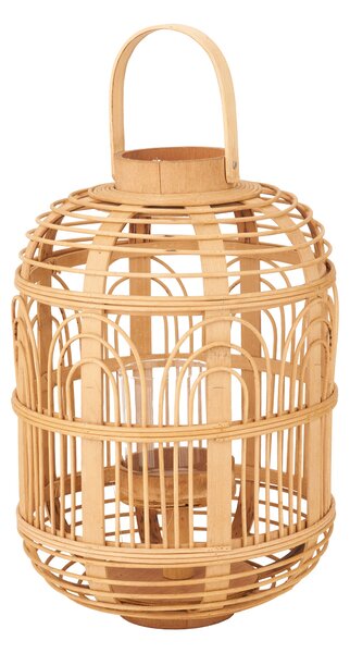 Natural Bamboo and Glass Lantern