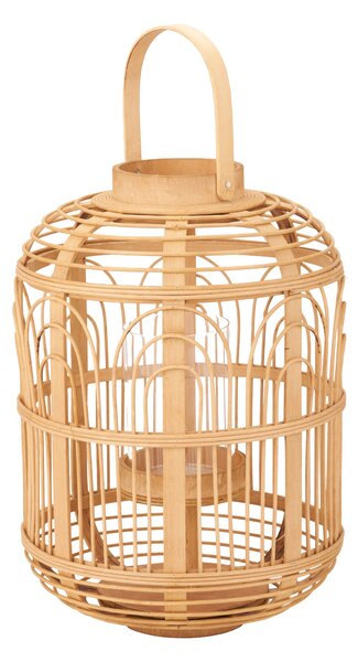 Natural Bamboo and Glass Lantern