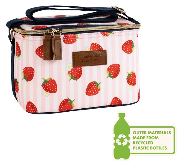 Strawberries & Cream Candy Stripe Insulated 5 Litre Personal Picnic Cool Bag