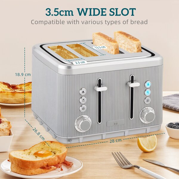 HOMCOM Electric Kettle and Toaster Set, 3000W 1.7L UK Strix Thermostat Rapid Boil Jug Kettle with Limescale Filter, Cool Touch Body, 4 Slice Toaster with 7 Browning Controls, Crumb Tray, Tan
